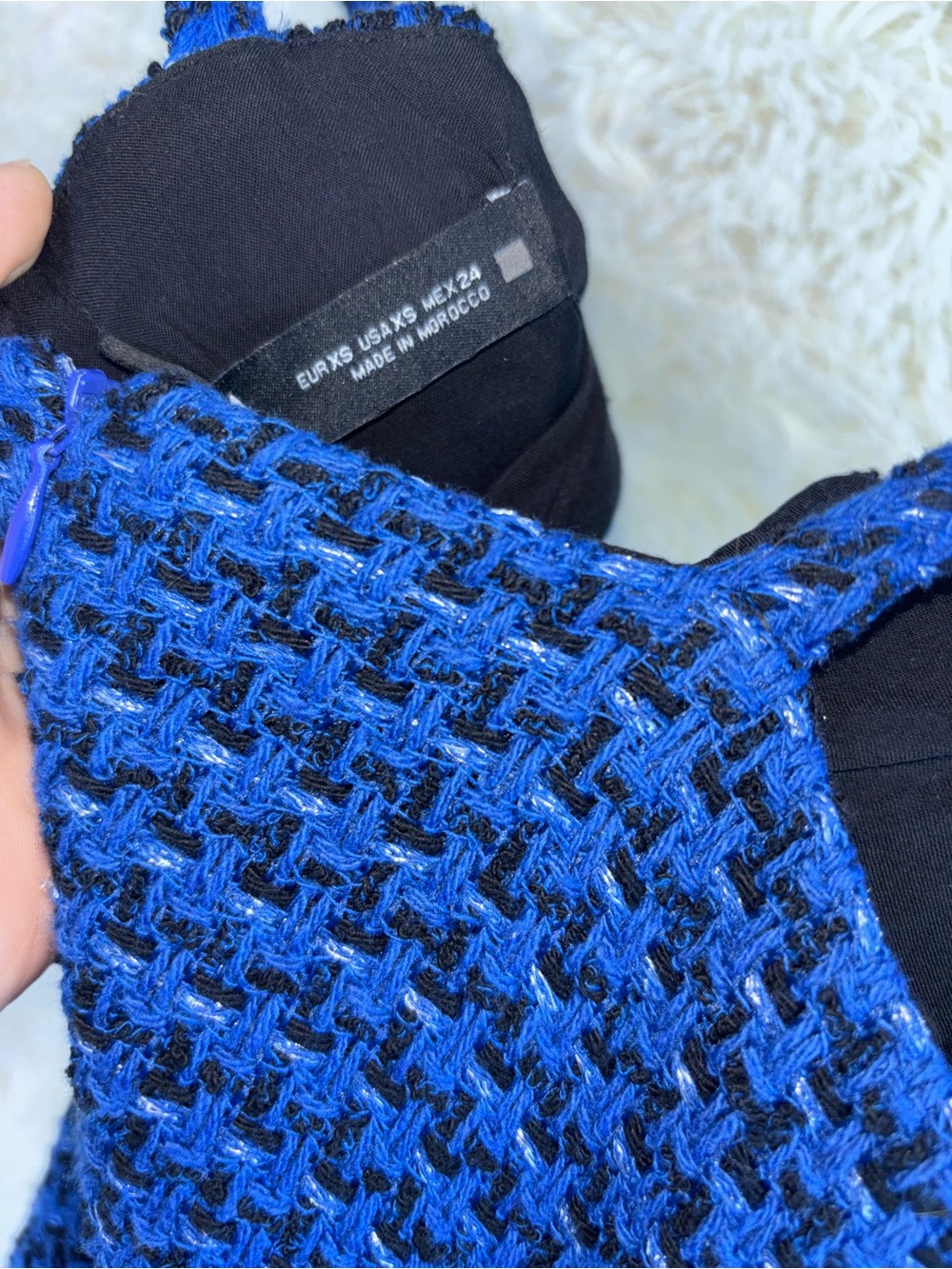 Zara Blue Textured Knit Spaghetti Strap Mini Dress - Picture 11 of 16